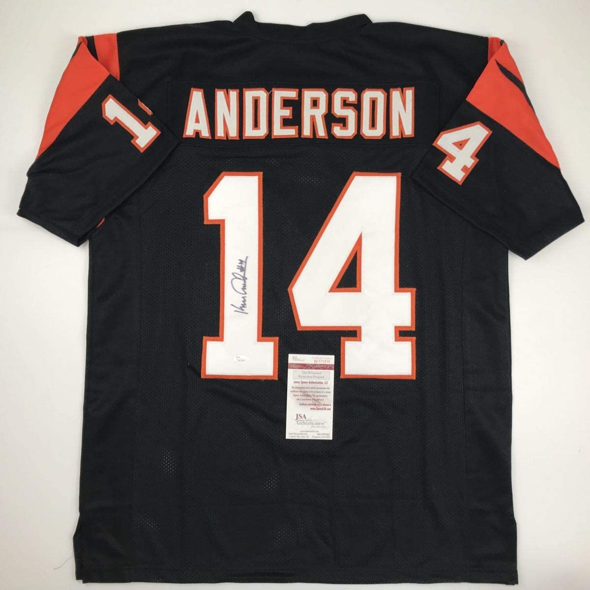 Autographed/Signed Ken Anderson Cincinnati Black Football Jersey JSA COA