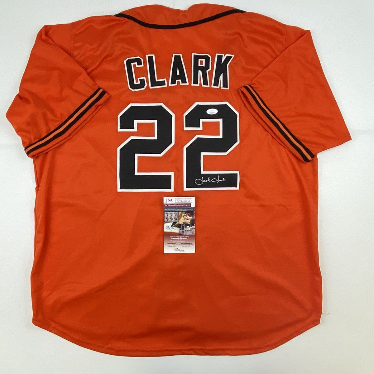 Autographed/Signed Jack Clark San Francisco Orange Baseball Jersey JSA COA