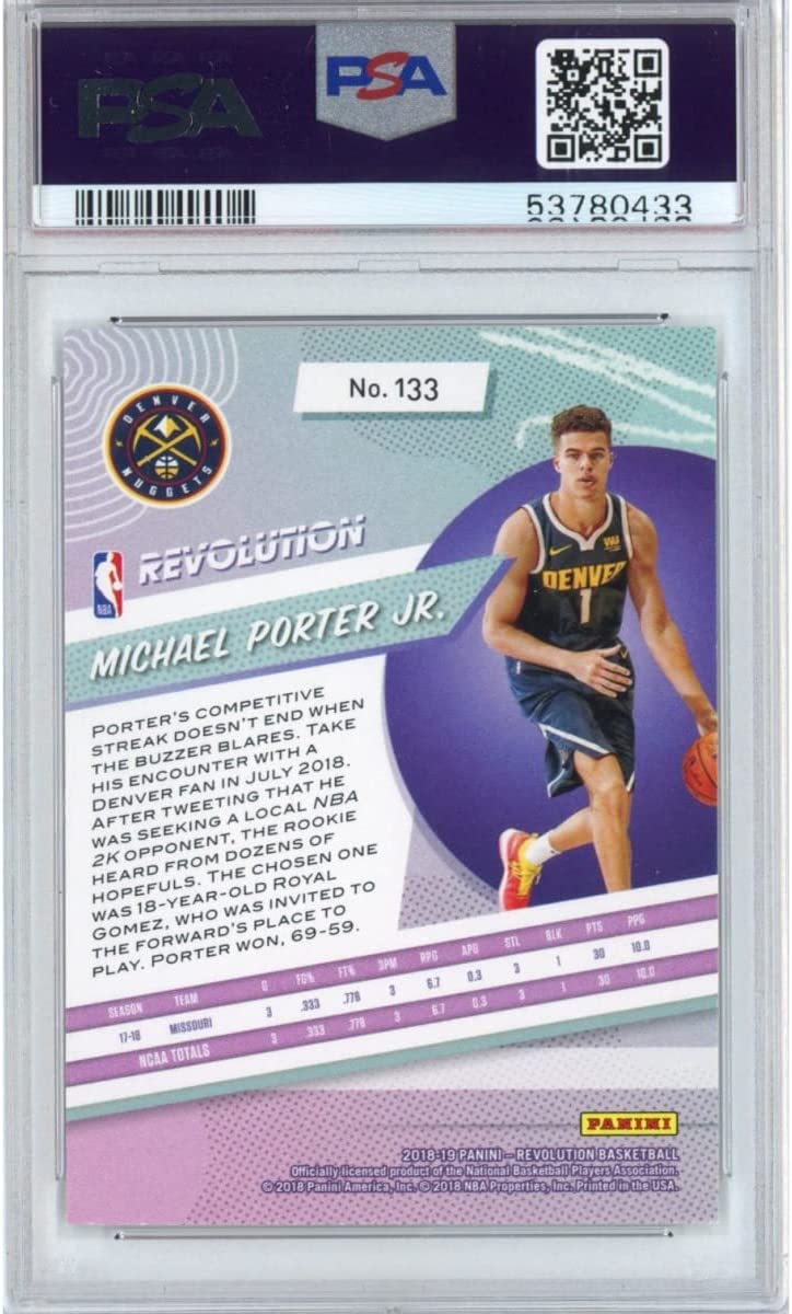 Graded 2018-19 Panini Revolution Michael Porter Jr. #133 Rookie RC Basketball Card PSA 10 Gem Mint