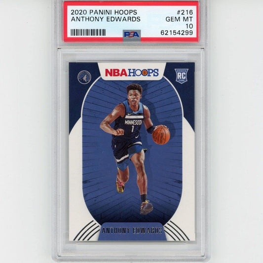 Graded 2020-21 Panini Hoops Anthony Edwards #216 Rookie RC Basketball Card PSA 10 Gem Mint - Golden Apple Comics