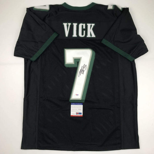 Autographed/Signed Michael Mike Vick Philadelphia Black Football Jersey PSA/DNA COA