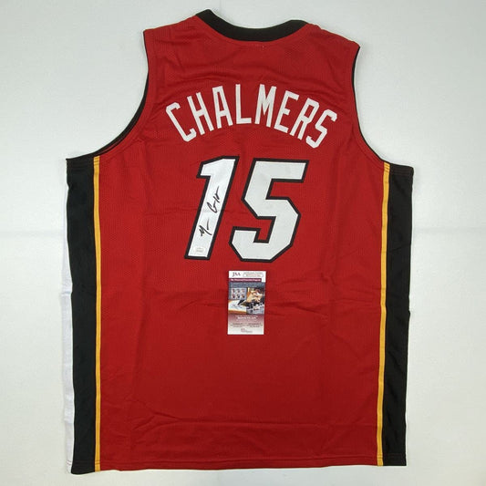 Autographed/Signed Mario Chalmers Miami Red Basketball Jersey JSA COA