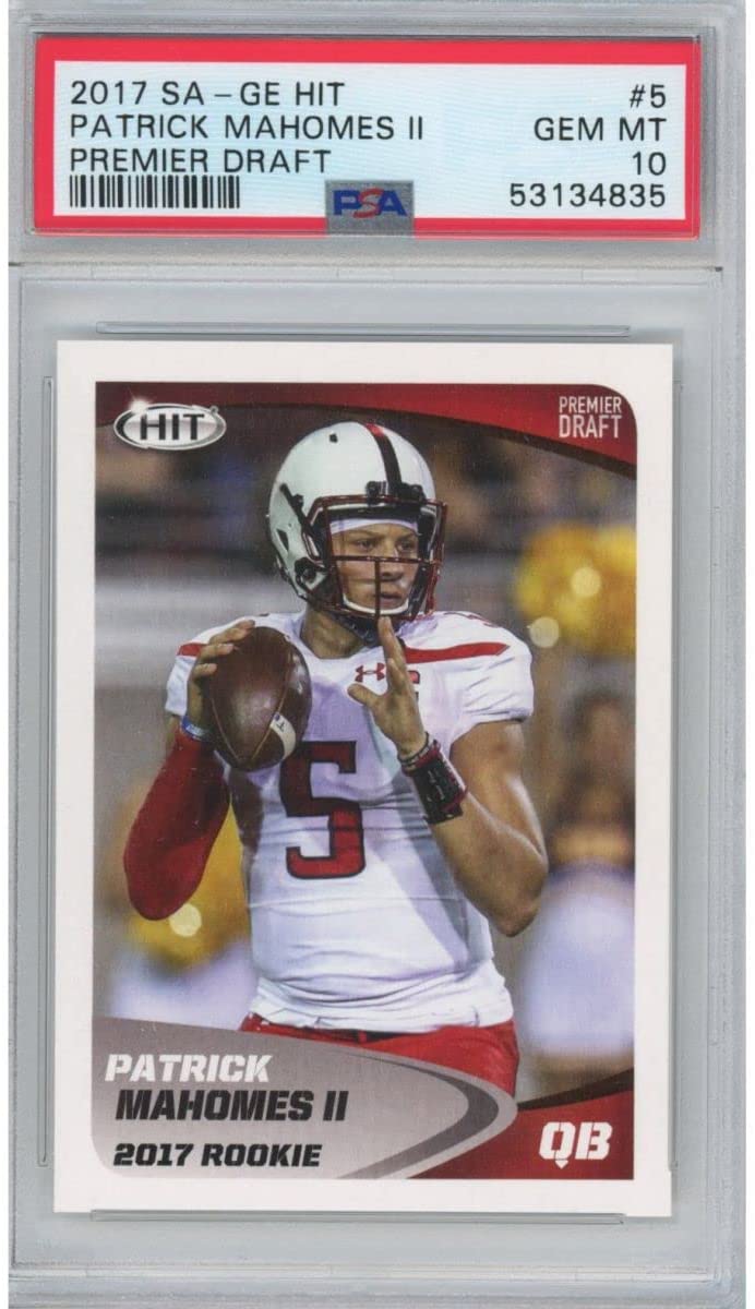Graded 2017 Sage SA-GE Hit Patrick Mahomes II #5 Premier Draft Rookie RC Football Card PSA 10 Gem Mint