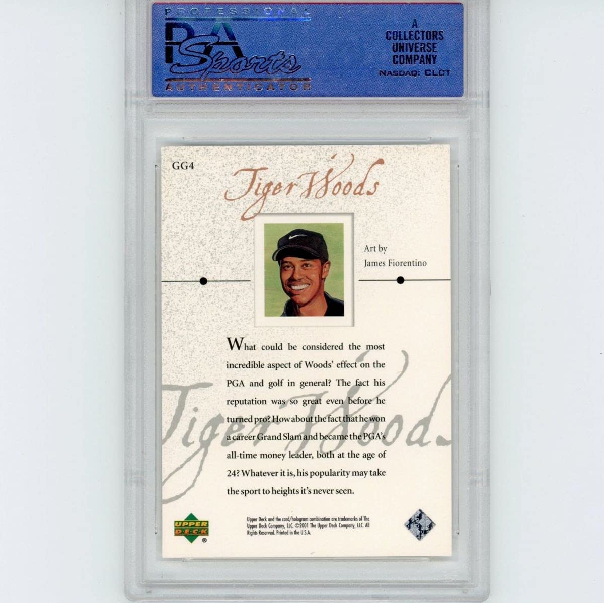 Graded 2001 Upper Deck UD Golf Tiger Woods #GG4 Rookie RC Golf Gallery Card PSA 10 Gem Mint