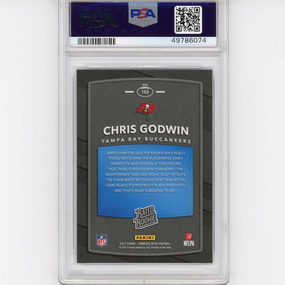 Graded 2017 Panini Donruss Optic Chris Godwin #155 Rated Rookie RC Football Card PSA 10 Gem Mint - Golden Apple Comics