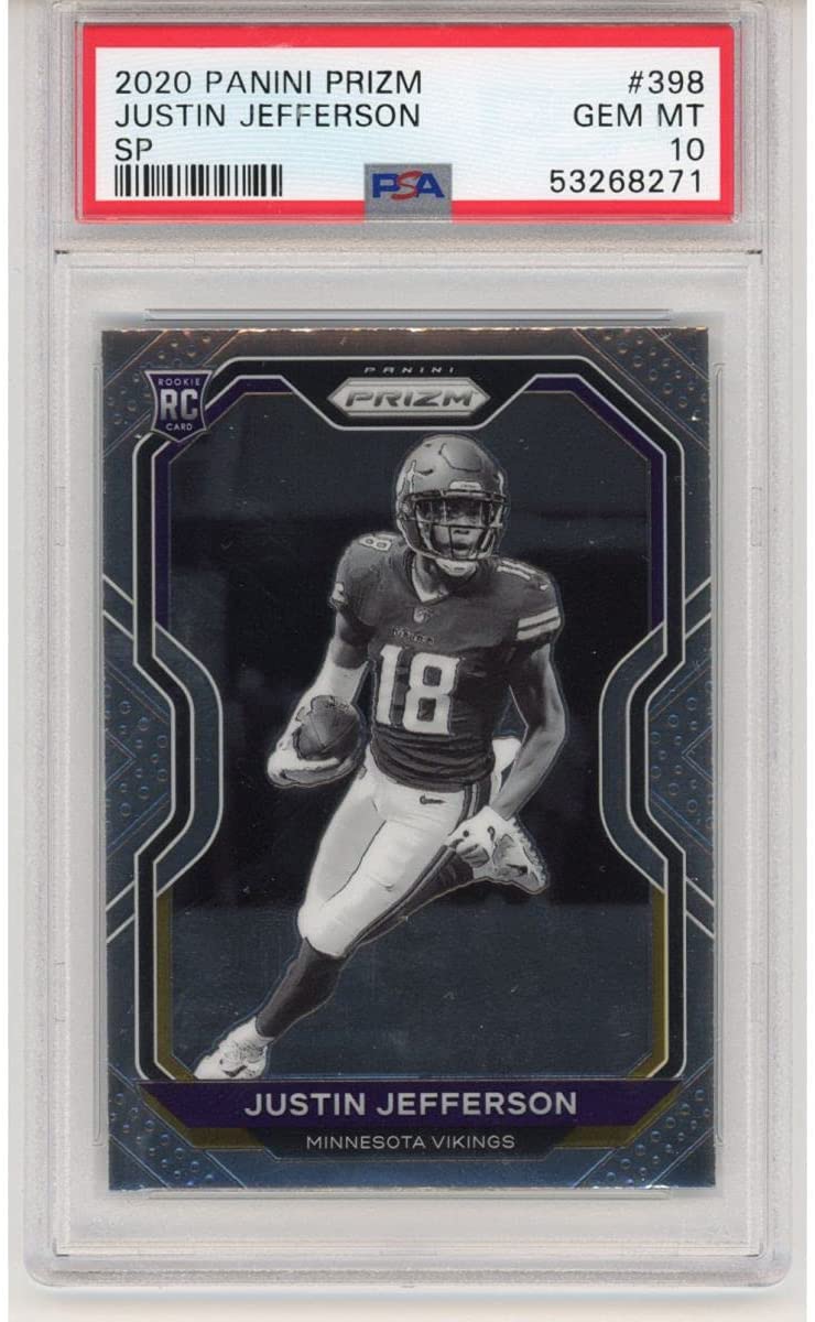 Graded 2020 Panini Prizm Justin Jefferson #398 SP Rookie RC Football Card PSA 10 Gem Mint