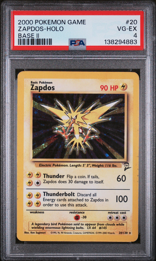 2000 Pokemon Game Base Ii Base Ii Zapdos-Holo 4 PSA #20