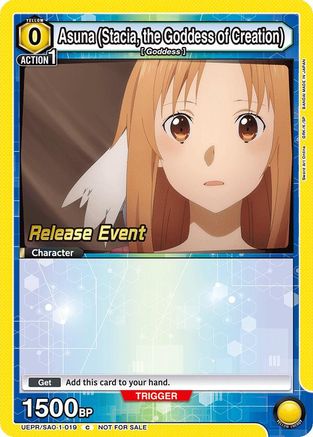 Asuna (Stacia, the Goddess of Creation) (019) (UEPR/SAO-1-019) - UE07BT Sword Art Online Release Event Cards