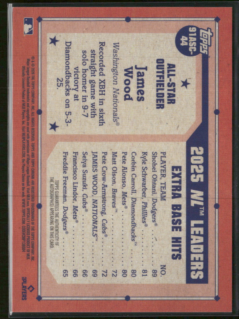 2026 Topps Series 2 All-Star Mojo Refractor 1991 Auto #/99 James Wood #91ASC-44