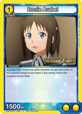 Ronie Arabel (UEPR/SAO-1-006) - UE07BT Sword Art Online Release Event Cards