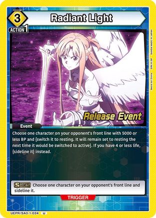 Radiant Light (UEPR/SAO-1-034) - UE07BT Sword Art Online Release Event Cards