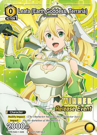 Leafa (Earth Goddess, Terraria) (026) (Release Event Winner) (UE07BT/SAO-1-026) - UE07BT Sword Art Online Release Event Cards Foil