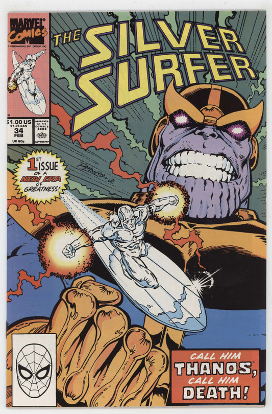 Silver Surfer 34 Marvel 1990 NM Thanos Infinity Gauntlet Jim Starlin