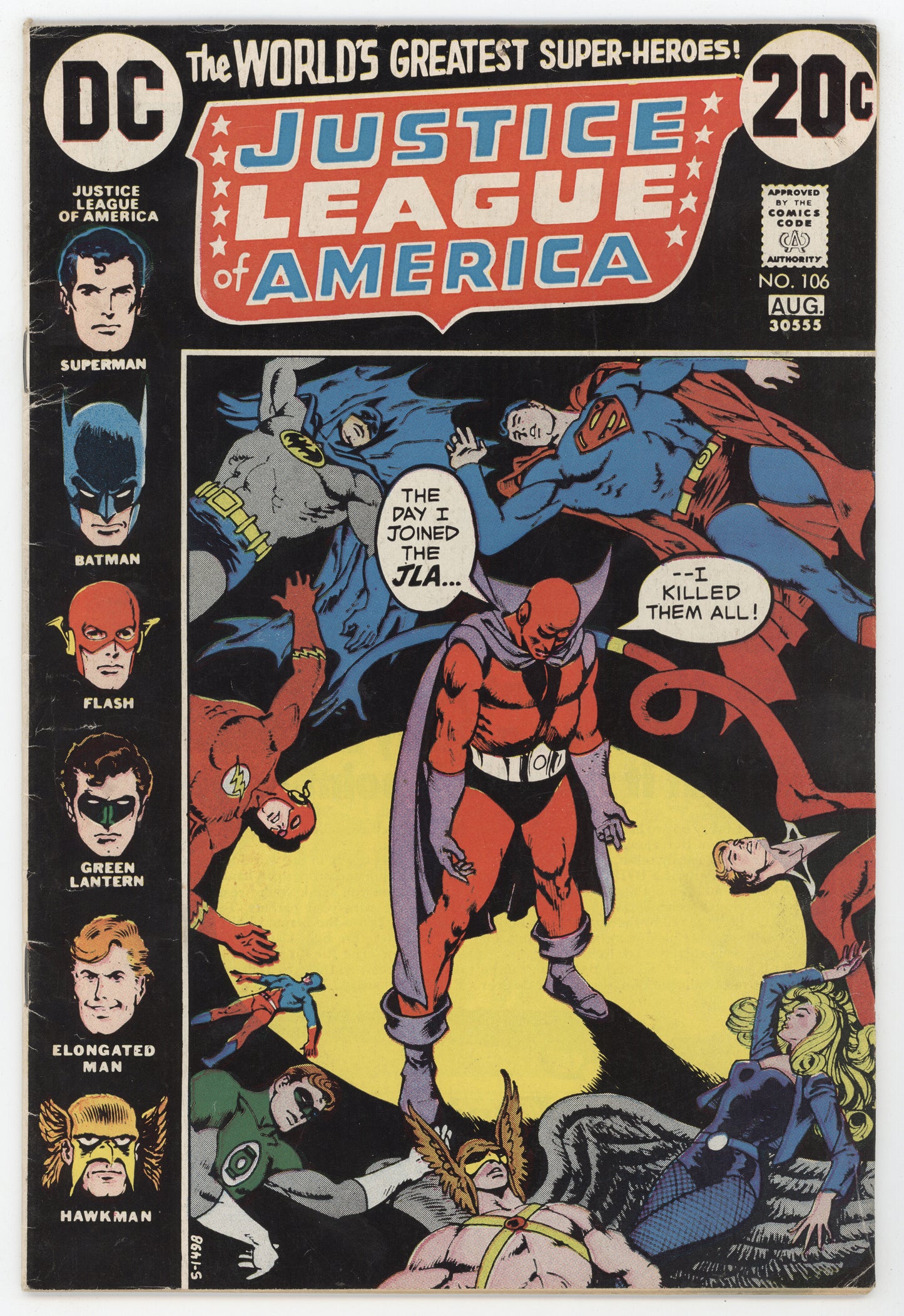 Justice League Of America 106 DC 1973 FN Superman Batman Flash Green Lantern Arrow