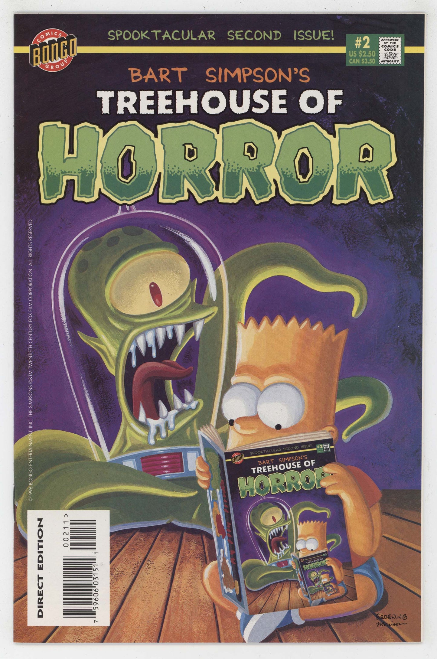 Treehouse Of Horror 2 Bongo 1996 NM Bart Simpsons