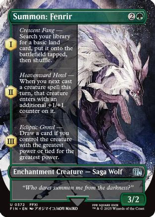 Summon: Fenrir (FIN-372) - FINAL FANTASY: (enchantment) (Borderless) Foil - Golden Apple Comics