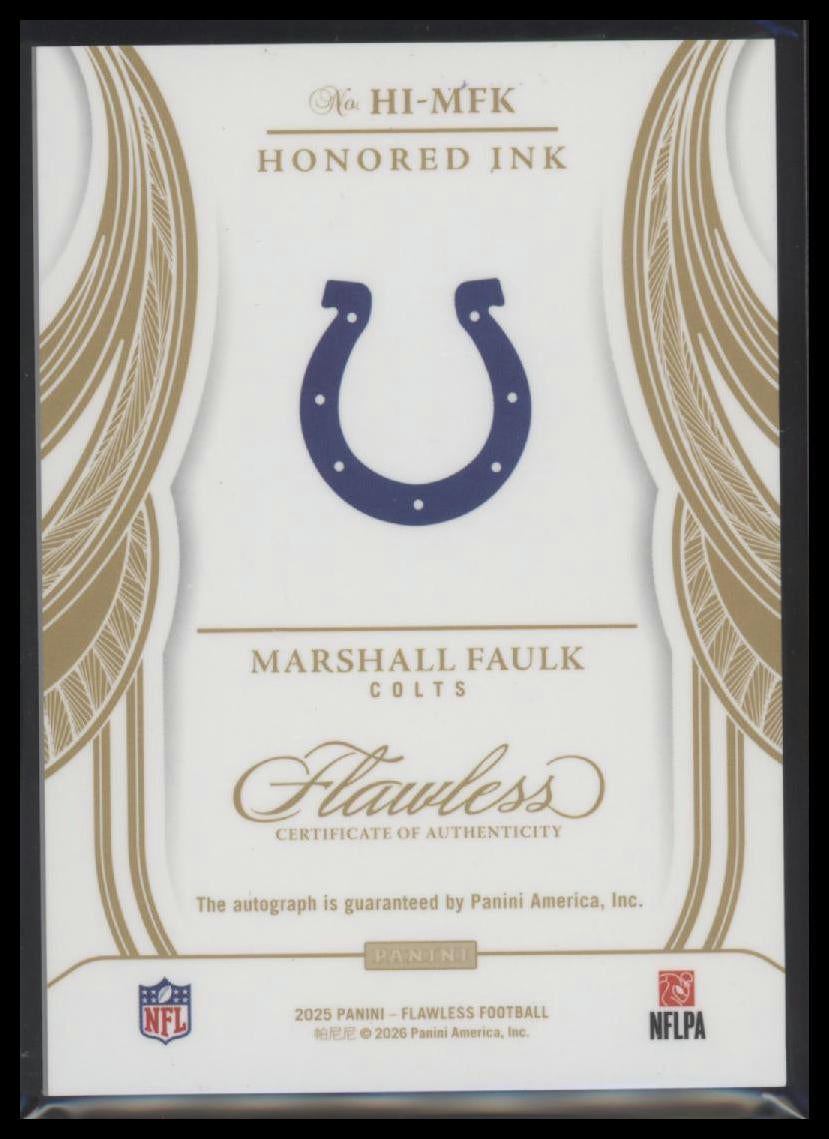 2025 Panini Flawless Honored Ink Sapphire Marshall Faulk #/10 Auto #HI-MFK