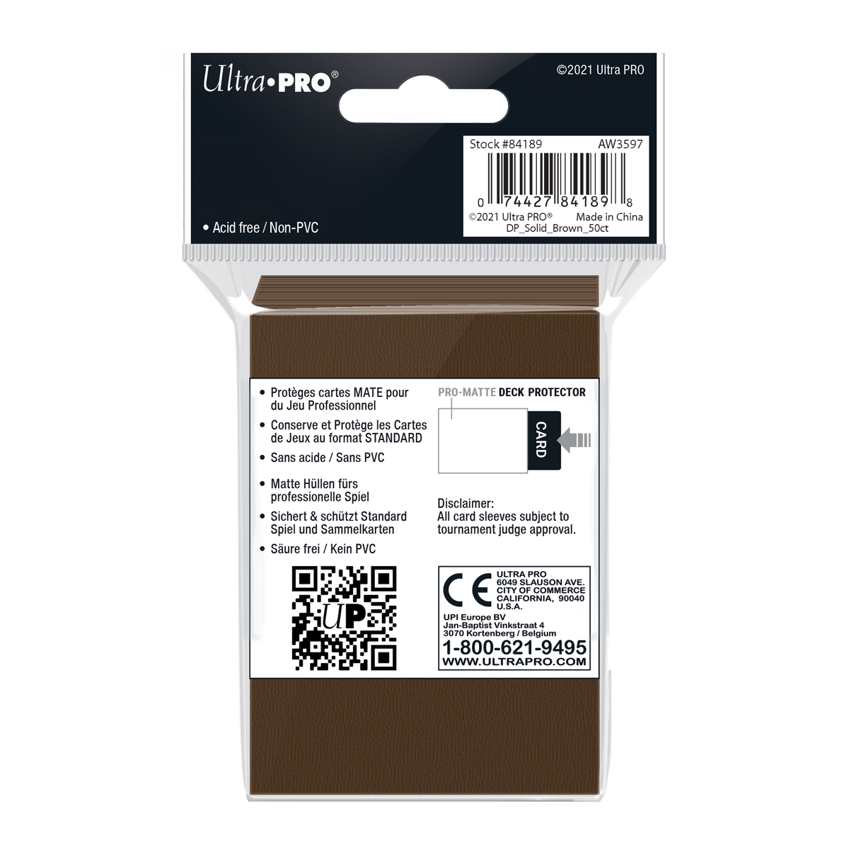 Ultra PRO: Standard 50ct Sleeves - PRO-Matte (Brown)