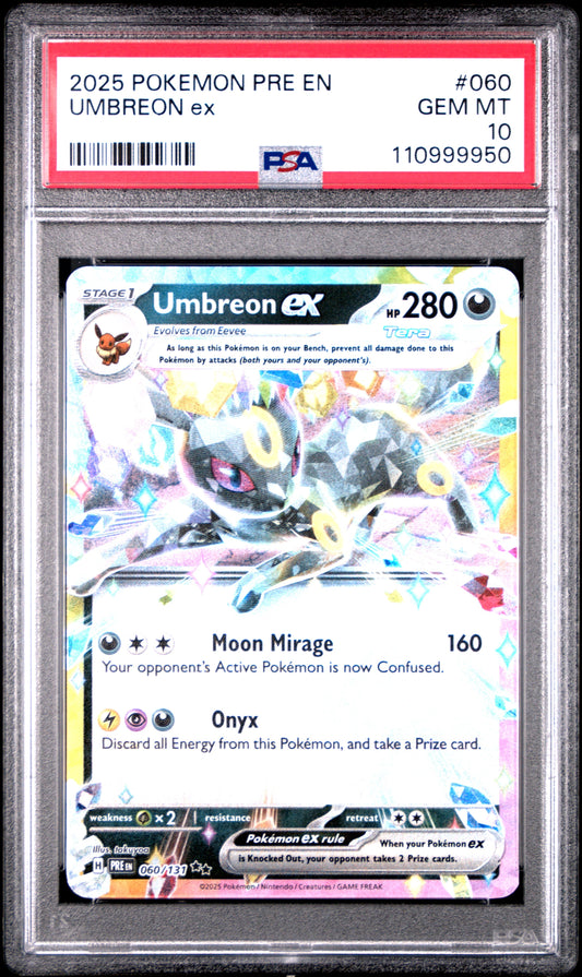 2025 Pokemon Pre En-Prismatic Evolutions Umbreon Ex 10 PSA #060