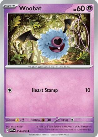 Woobat 036/086 - SV White Flare Reverse Holofoil