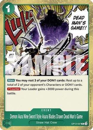 Demon Aura Nine Sword Style Asura Blades Drawn Dead Man's Game (OP12-037) - Legacy of the Master Foil