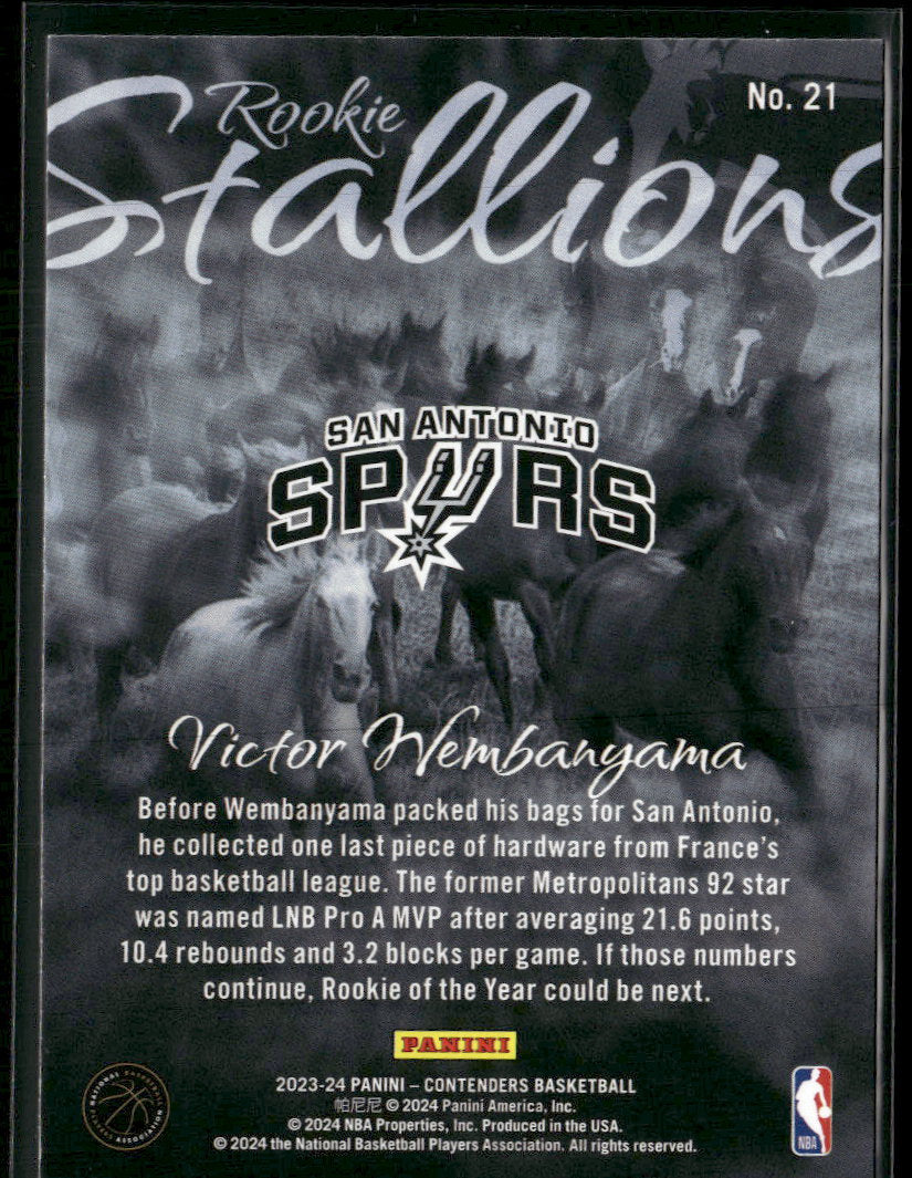 2023-24 Panini Contenders Rookie Stallions Victor Wembanyama #21