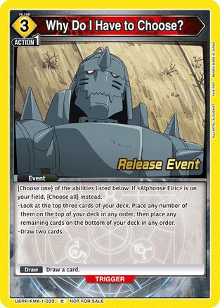 Why Do I Have to Choose? (UEPR/FMA-1-032) - UE09BT FULLMETAL ALCHEMIST Release Event Cards