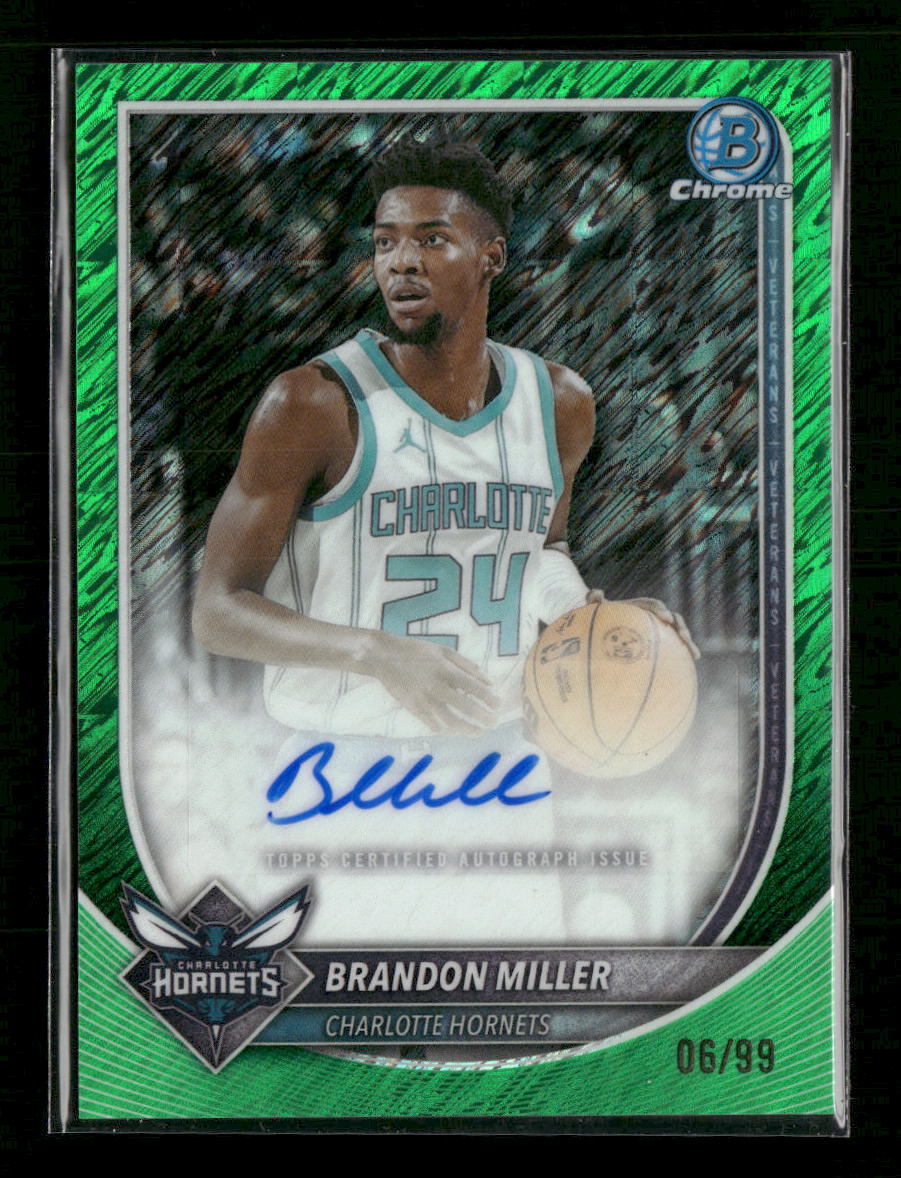 2025-26 Bowman Chrome Green Shimmer Refractors Brandon Miller #/99 #BCV-87