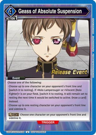 Geass of Absolute Suspension (UEPR/CGH-2-034) - UEX03BT CODE GEASS Lelouch of the Rebellion Vol2 Release Event Cards