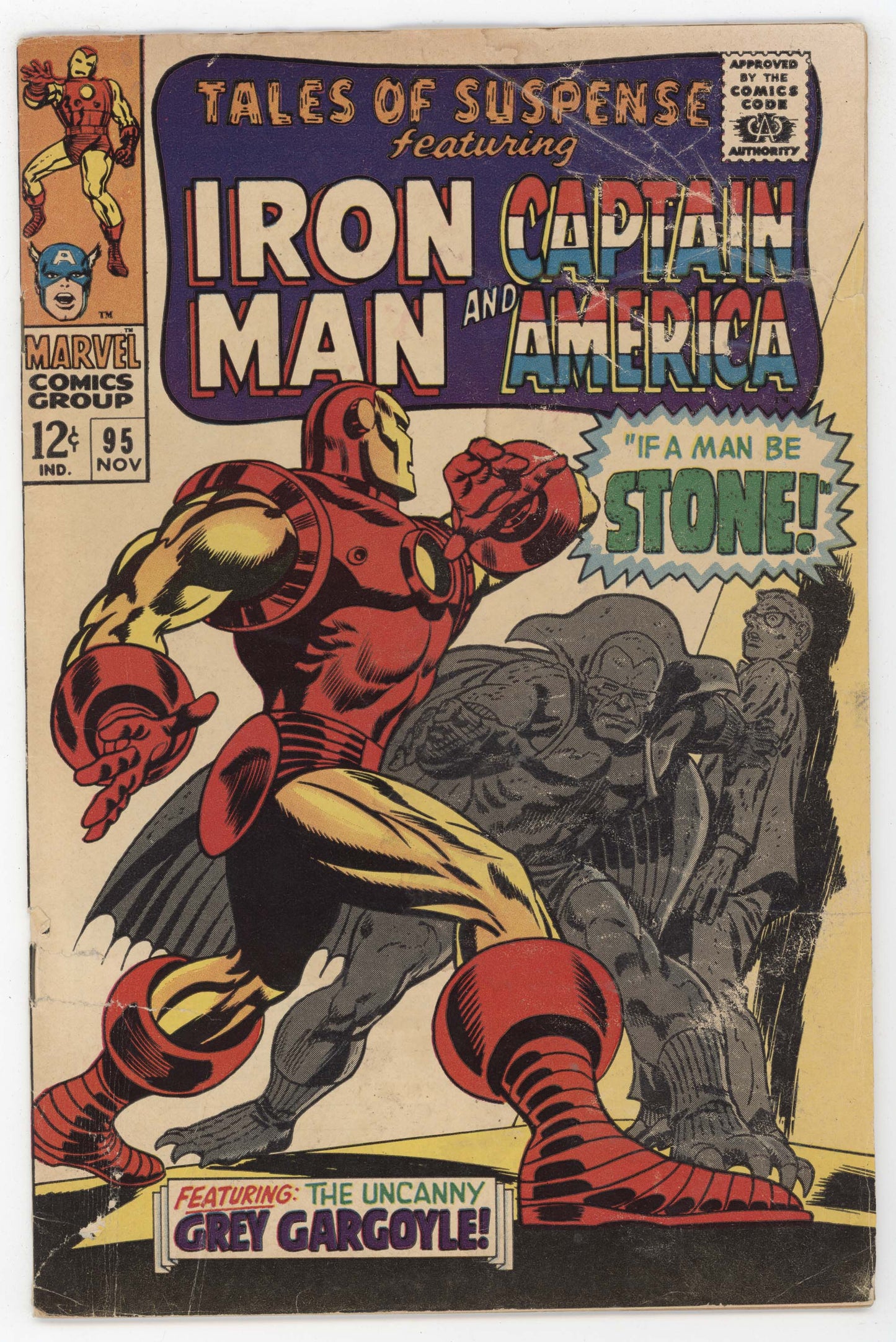 Tales Of Suspense 95 Marvel 1967 GD VG Iron Man Captain America Grey Gargoyle