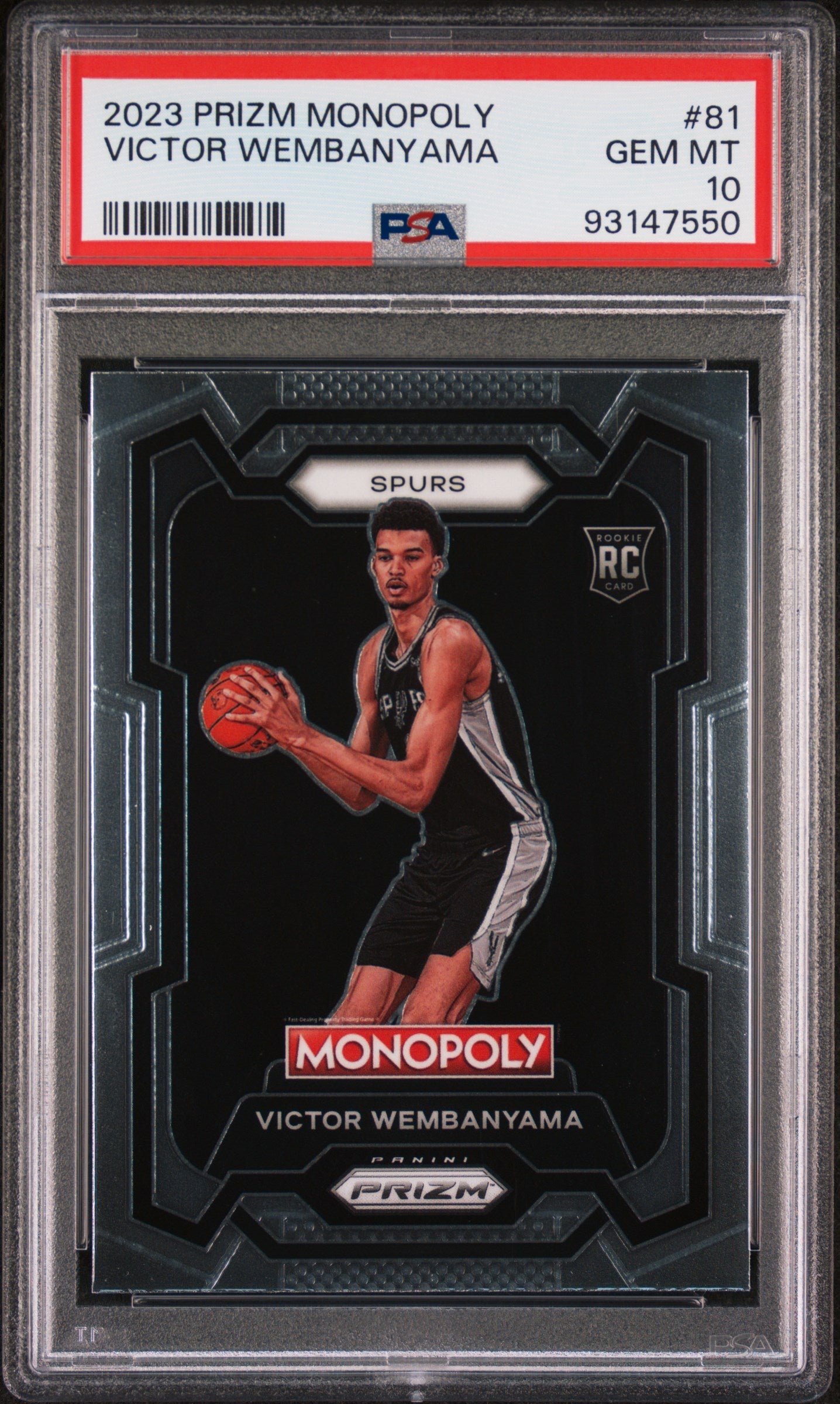 2023 Panini Prizm Monopoly Victor Wembanyama 10 PSA #81