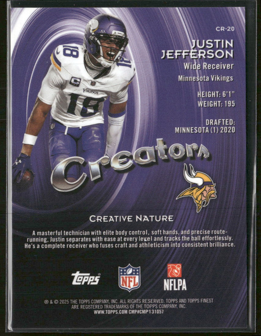 2025 Finest Creators Orange Geometric Refractor Justin Jefferson #/25 #CR-20