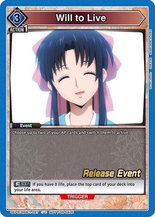 Will to Live (UEPR/RNK-1-027) - UE11BT Rurouni Kenshin Release Event Cards
