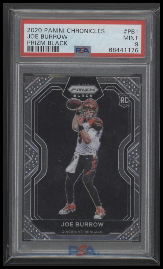 2020 Panini Chronicles Prizm Black Prizm Black Joe Burrow 9 PSA #PB1