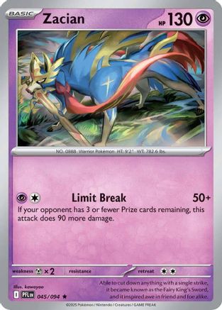 Zacian 045/094 - ME02 Phantasmal Flames Reverse Holofoil