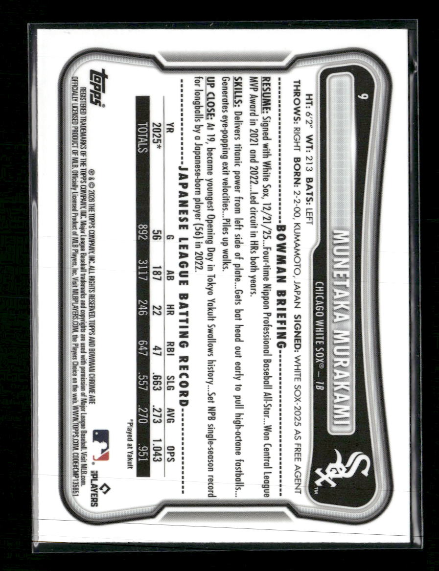 2026 Bowman Chrome Mojo Refractors Munetaka Murakami Rookie #9