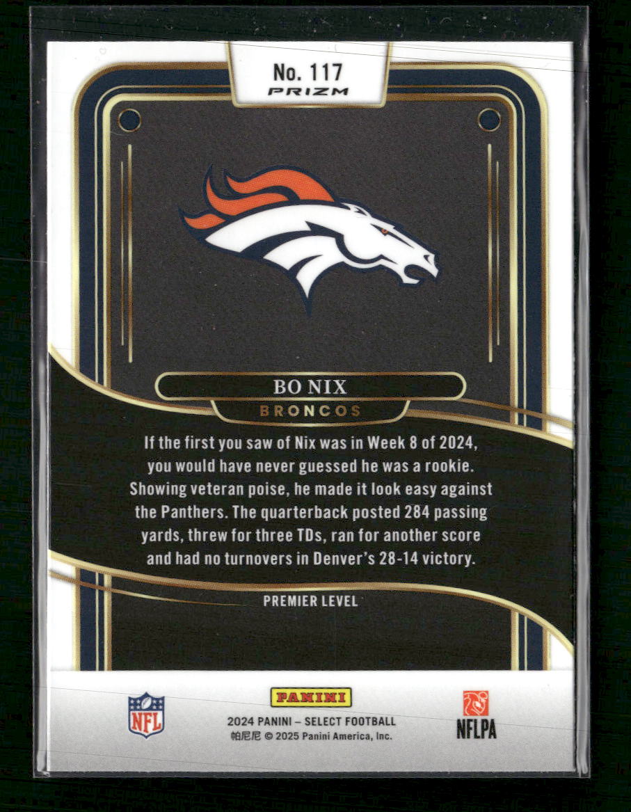 2024 Panini Select Red & Yellow Prizm Shock Bo Nix Rookie #117