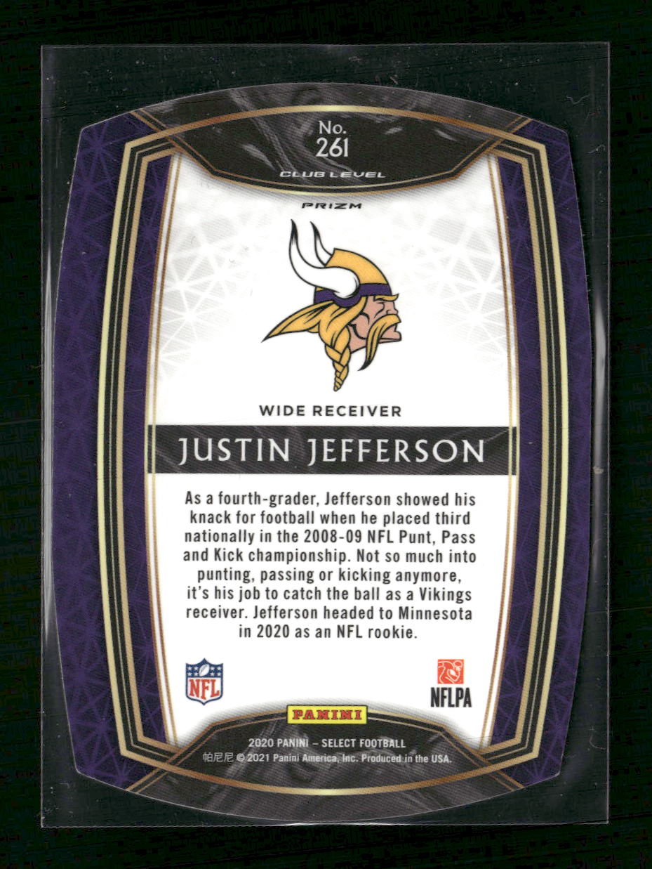 2020 Panini Select Tri-Color Prizm Die Cut Justin Jefferson Rookie #261