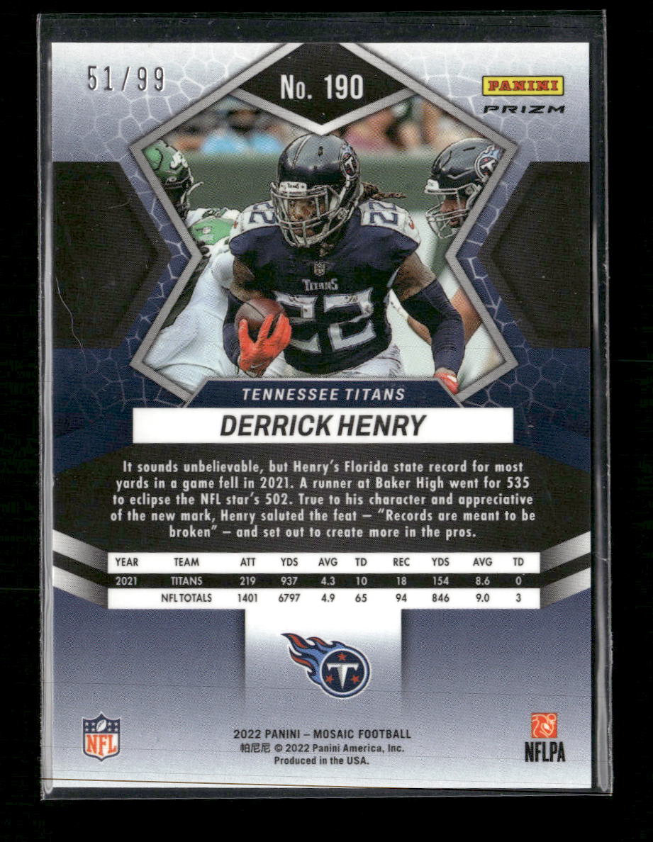 2022 Panini Mosaic Mosaic Blue Derrick Henry #/99 #190