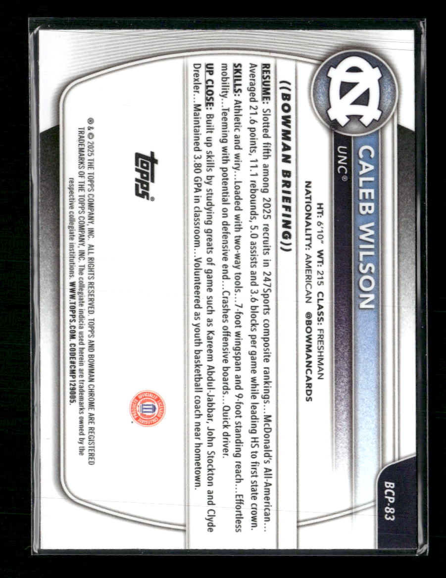 2025-26 Bowman Chrome Prospects Mojo Refractor Caleb Wilson #BCP-83
