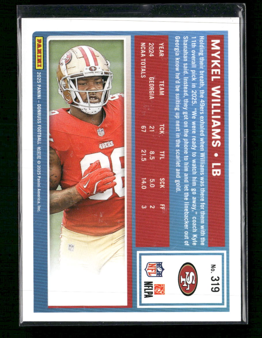 2025 Donruss Optic Rated Rookies Preview Purple Mykel Williams Rookie #/50 #319