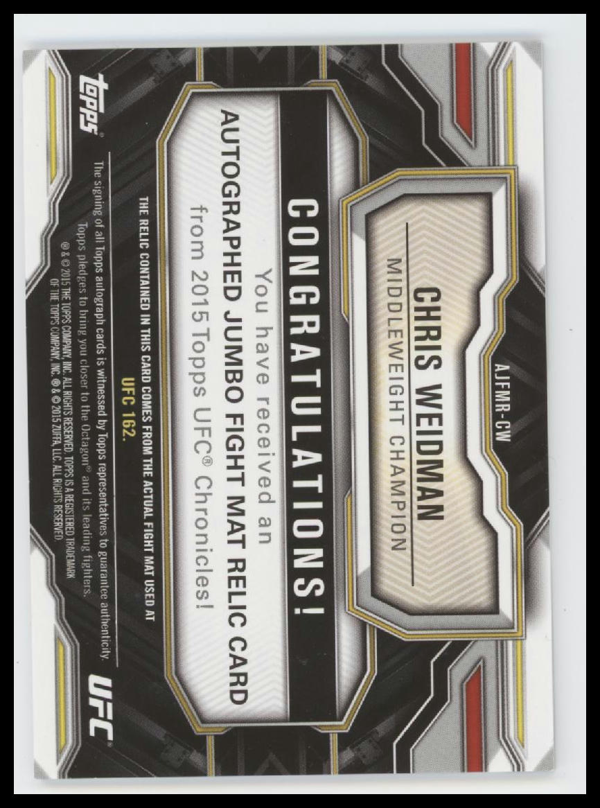 2015 Topps UFC Chronicles Jumbo Fight Mat Relics Chris Weidman Auto #AJFMR-CW