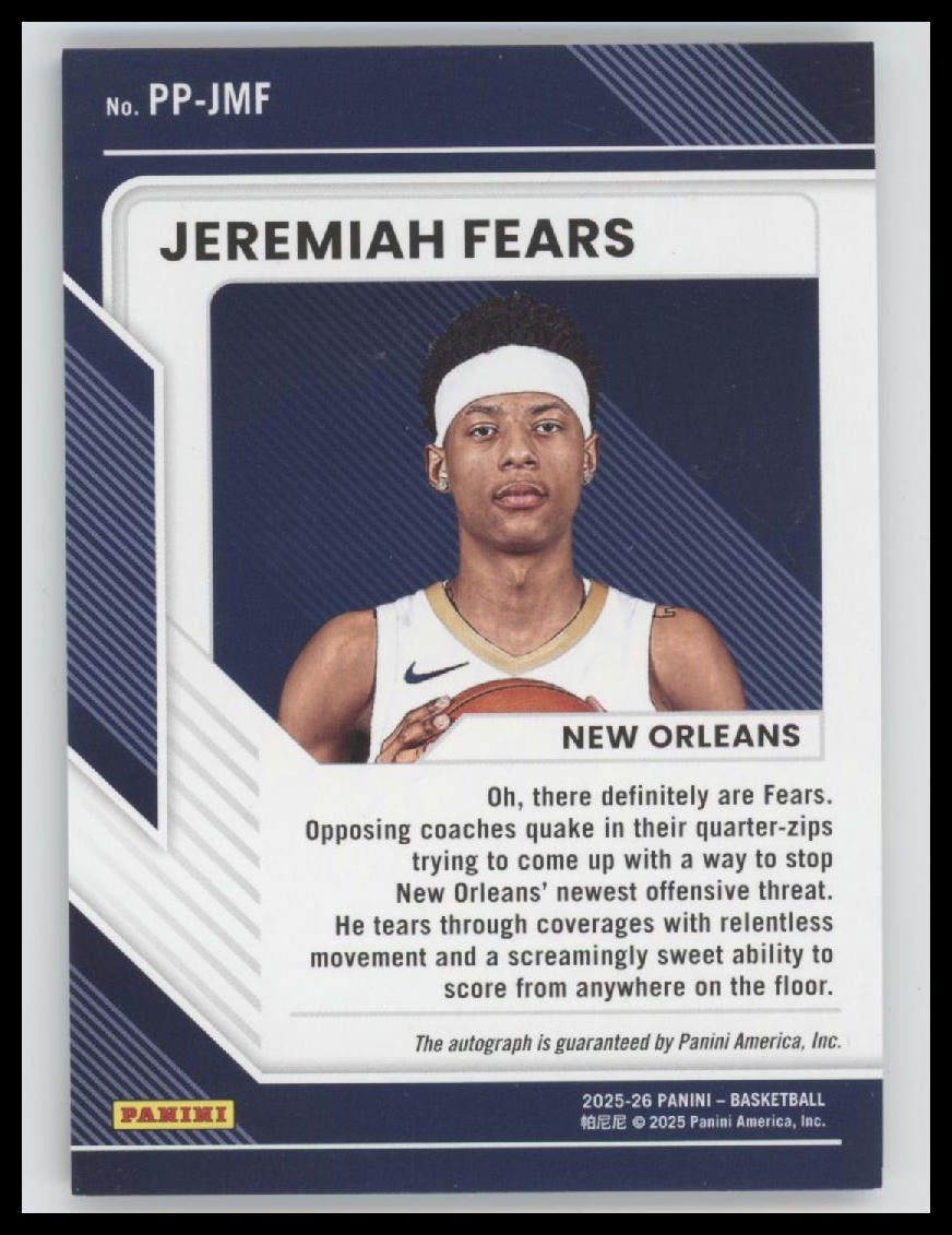 2025-26 Panini Basketball Pen Pals Auto Jeremiah Fears #PP-JMF