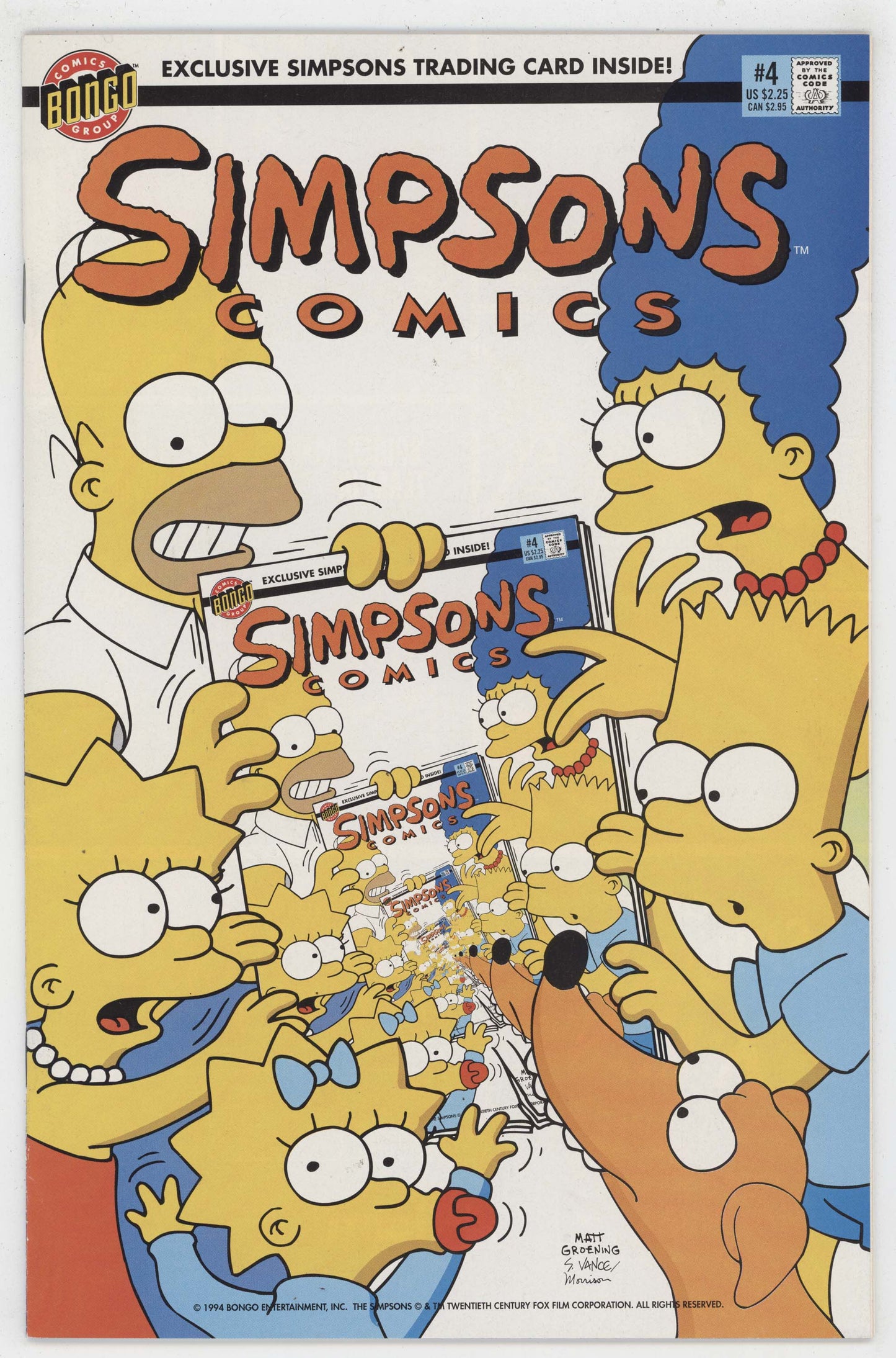 Simpons Comics 4 Bongo 1994 VF NM Infinity Cover Busman Willy Dipkin Card