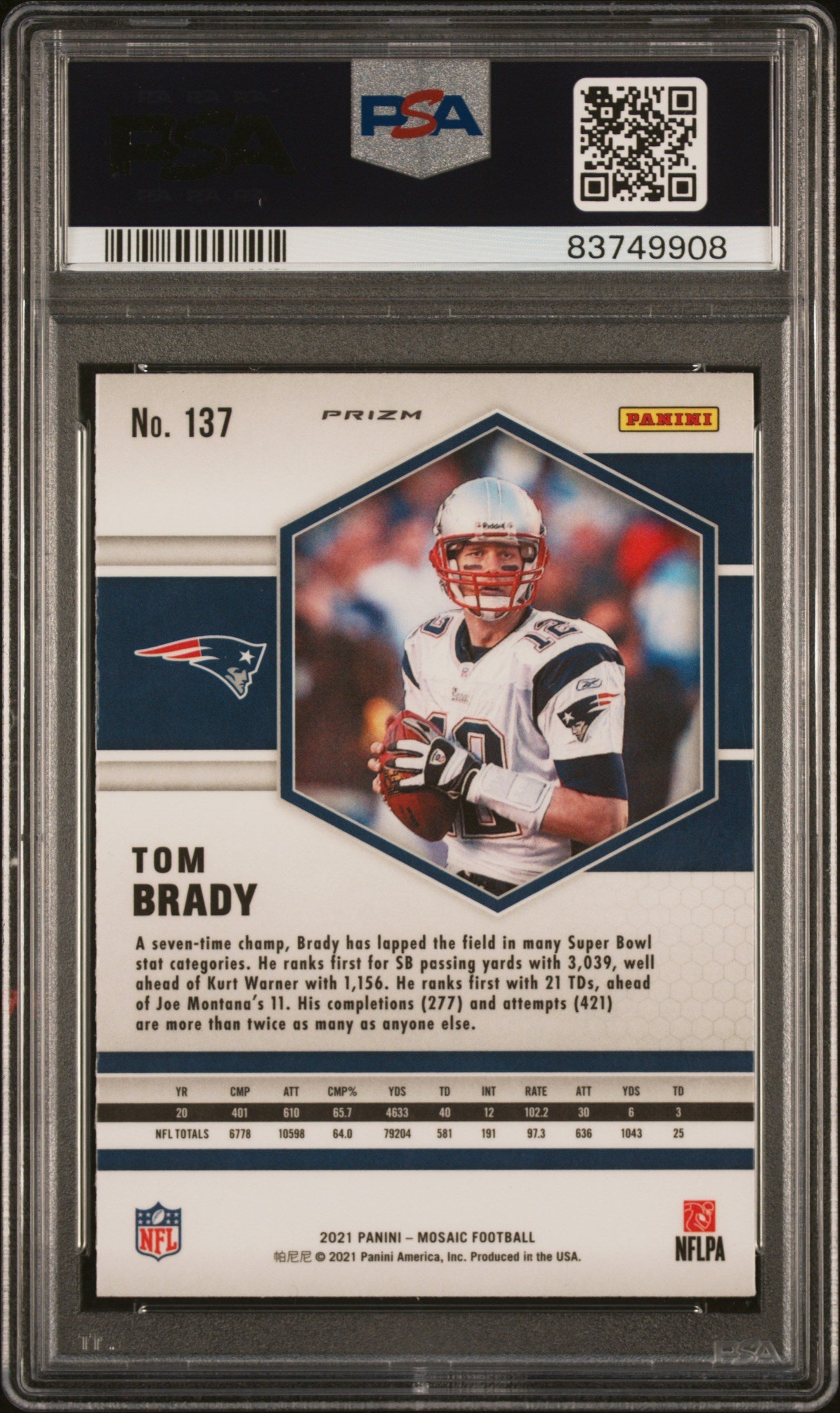 2021 Panini Mosaic Green Mosaic Tom Brady 10 PSA #137