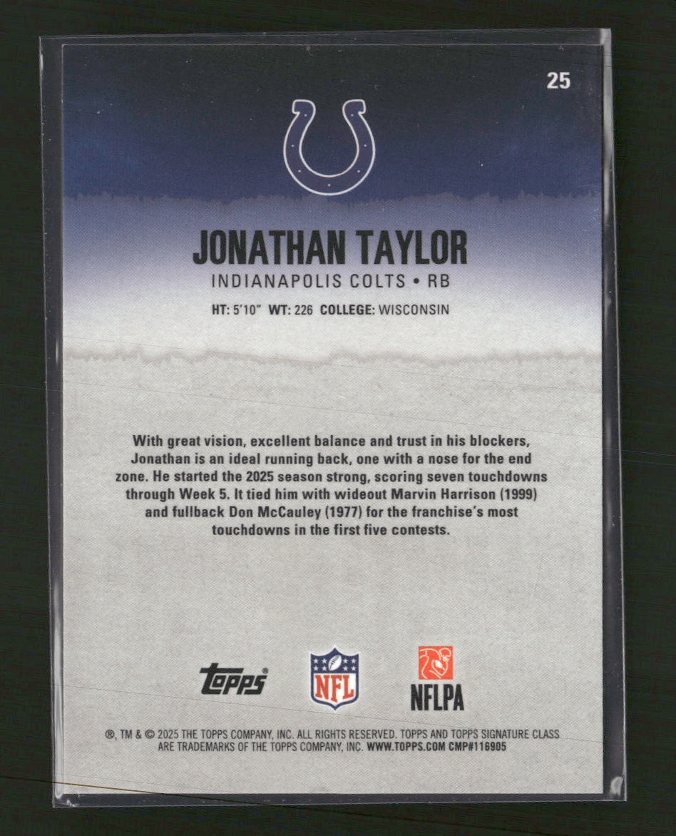 2025 Topps Signature Class Red Lava Jonathan Taylor #/25 #25