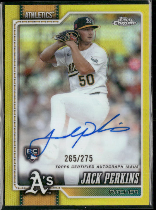 2026 Topps Chrome Rookie AU Yellow Refractors Jack Perkins #/275 Auto #RA-JPE