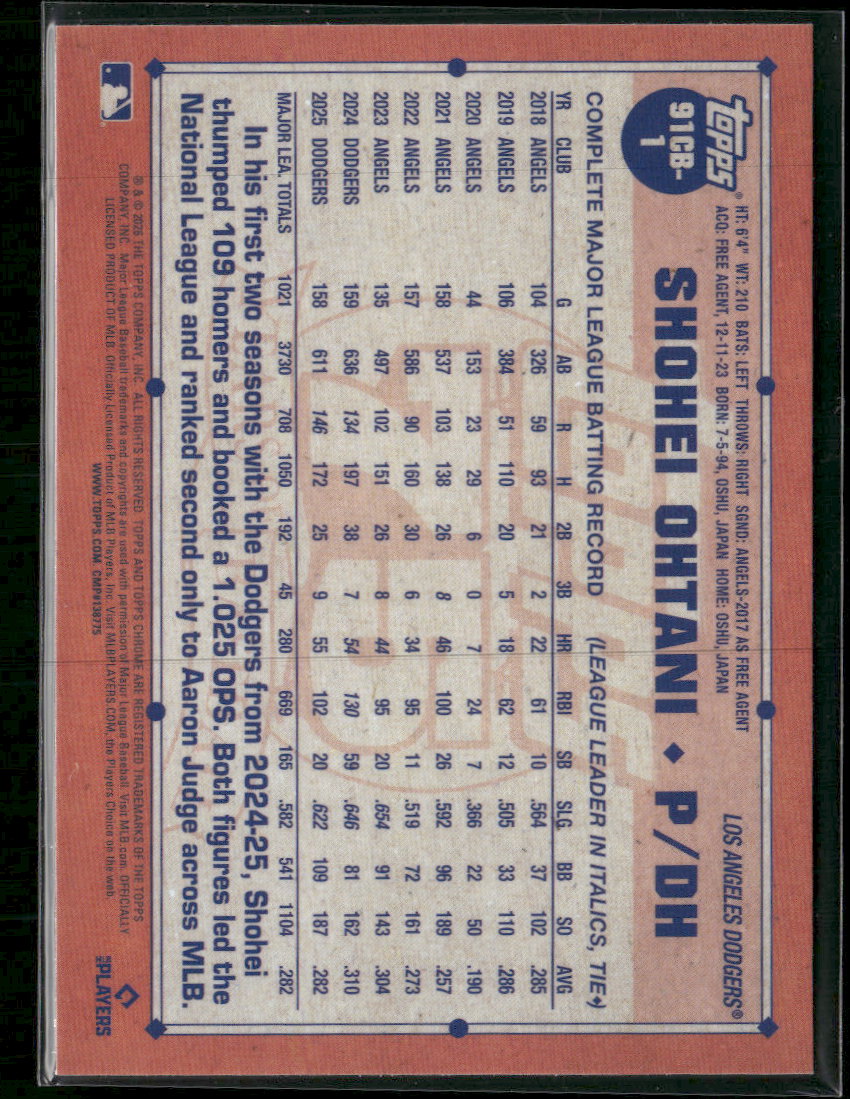 2026 Topps Chrome 1991 Topps Chrome Baseball Shohei Ohtani #91CB-1