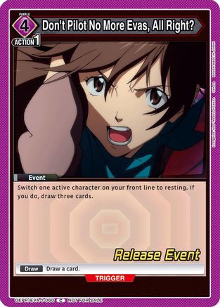 Don't Pilot No More Evas, All Right? (UEPR/EVA-1-060) - UE15BT Evangelion New Theatrical Edition Release Event Cards