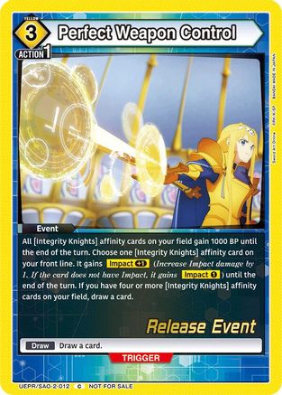 Perfect Weapon Control (UEPR/SAO-2-012) - UEX06BT Sword Art Online Vol2 Release Event Cards